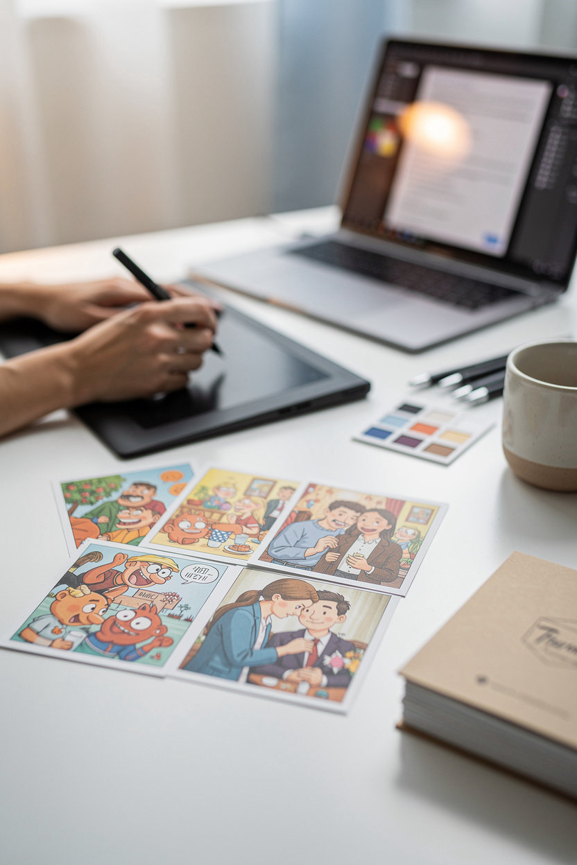 Personalised Cartoon Scenes | Send A Scene custom scene creation showcasing emotional storytelling and artistic quality